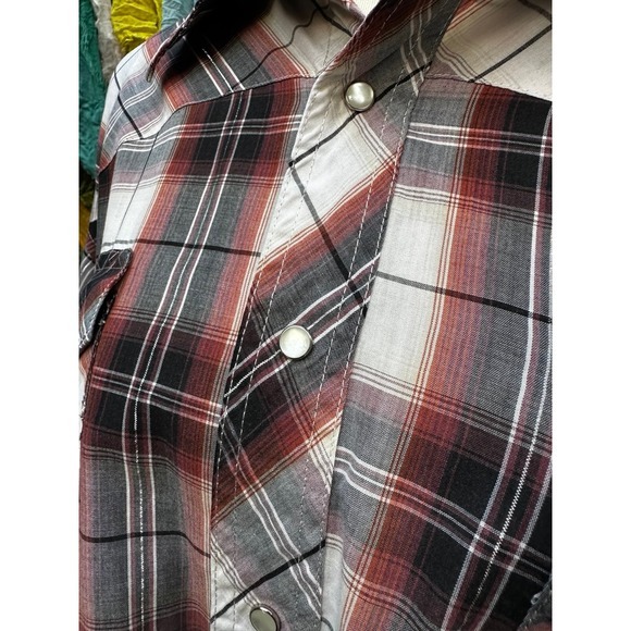 Rustler by Wrangler 3XL Plaid Pearl Snap Western Cowboy Shirt Vintage 90s - Picture 2 of 9